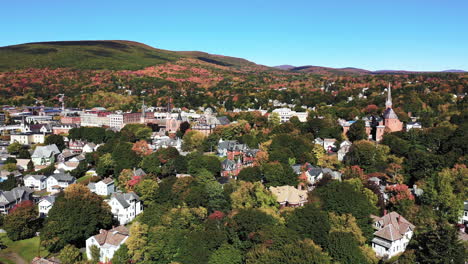 aerial view of historic downtown of north adams, massachusetts usa