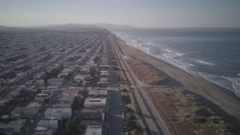 aerial view looking south near outer sunset, great highway and ocean beach in san francisco