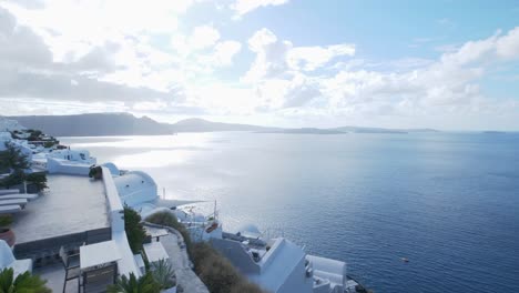 panorama of santorini caldera bay from oia