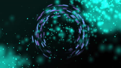 glowing circular animation with blue and purple particles on dark background