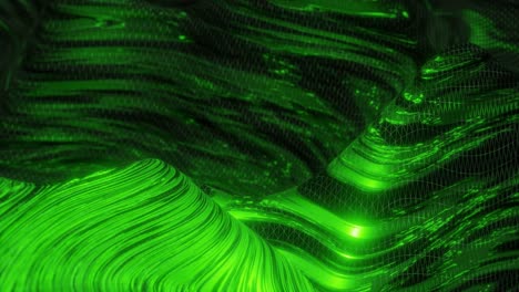 abstract green and black flowing metallic texture with wavy surface. futuristic luxury and material design concept. design for wallpaper, banner, poster, header,