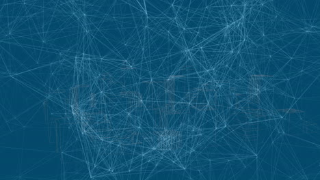 animation of network of connections over digital city on blue background