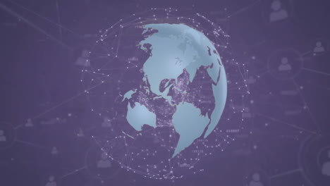 animation of globe of connections with icons on grey background
