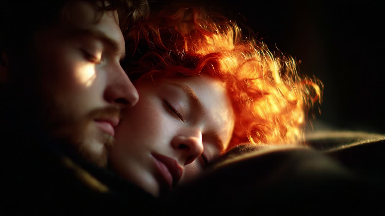 Intimate Moments Captured: A Serene Scene of Two Souls Sharing a Tender Embrace in Soft Lighting, Highlighting the Connection Between Them and the Beauty of Their Calm Expressions