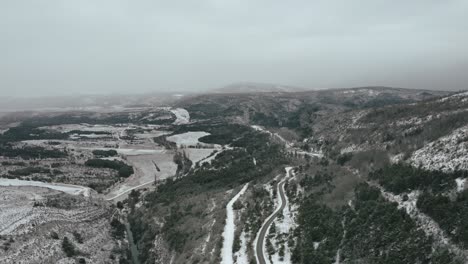 Car-drive-scenic-winding-road-in-Verdon-Gorge,-Provence,-France,-aerial-view