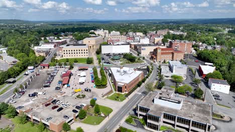 high-aerial-push-over-beckley-west-virginia,-hometown-usa,-small-town-america