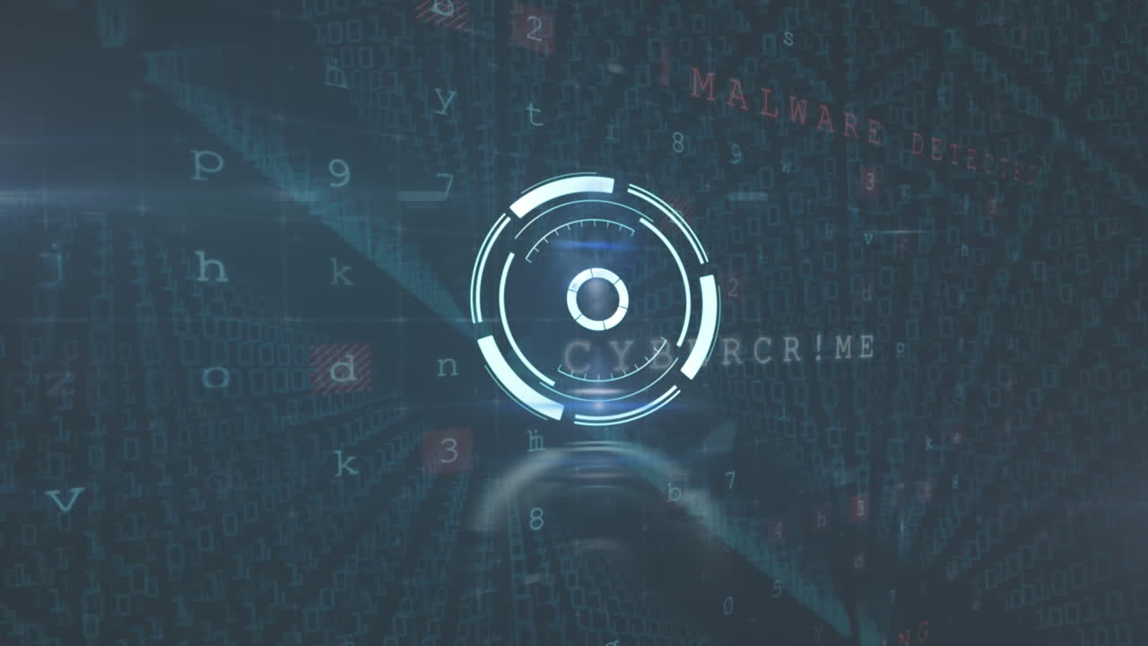 Animation of scanning circle over changing text and numbers