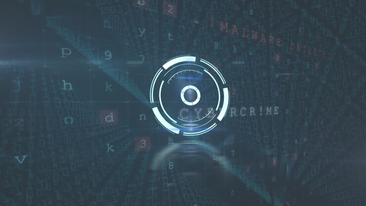 Animation of scanning circle over changing text and numbers