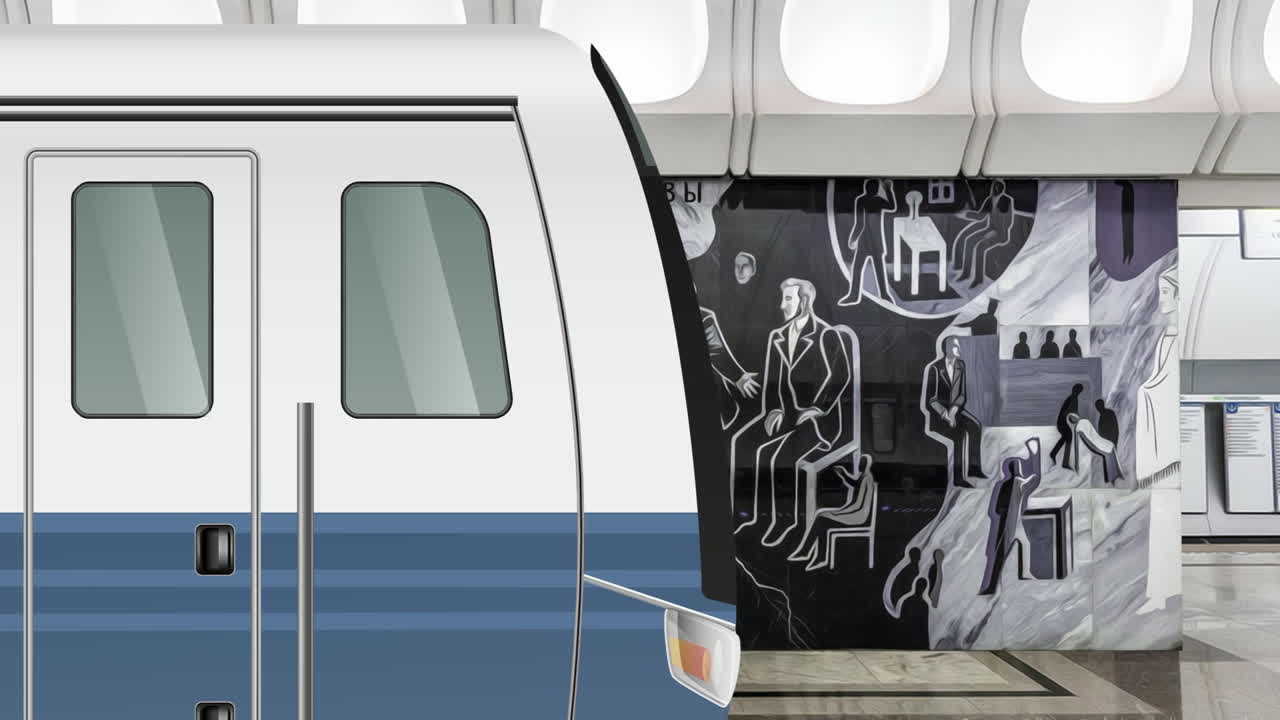 Cartoon Boy on a Subway Train