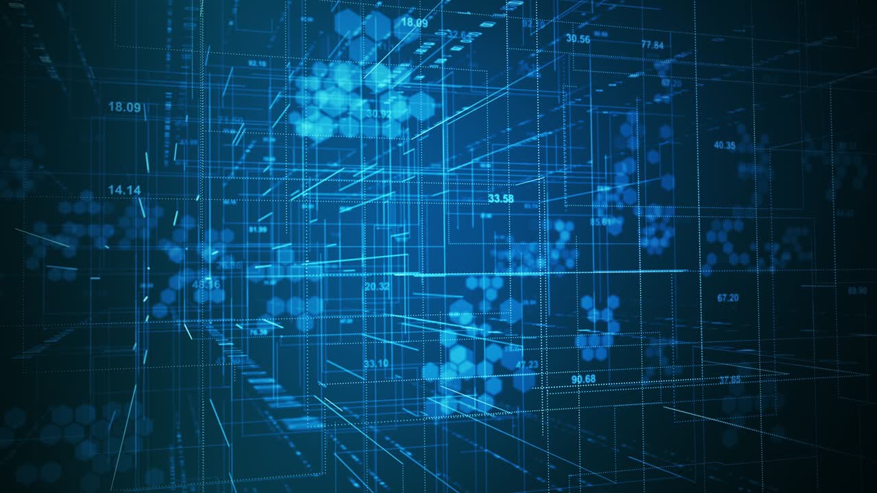 Digital network technology futuristic deep learning animation concept