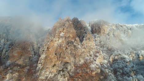 winter mountain peaks with frost