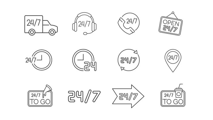 24/7 Service Icons