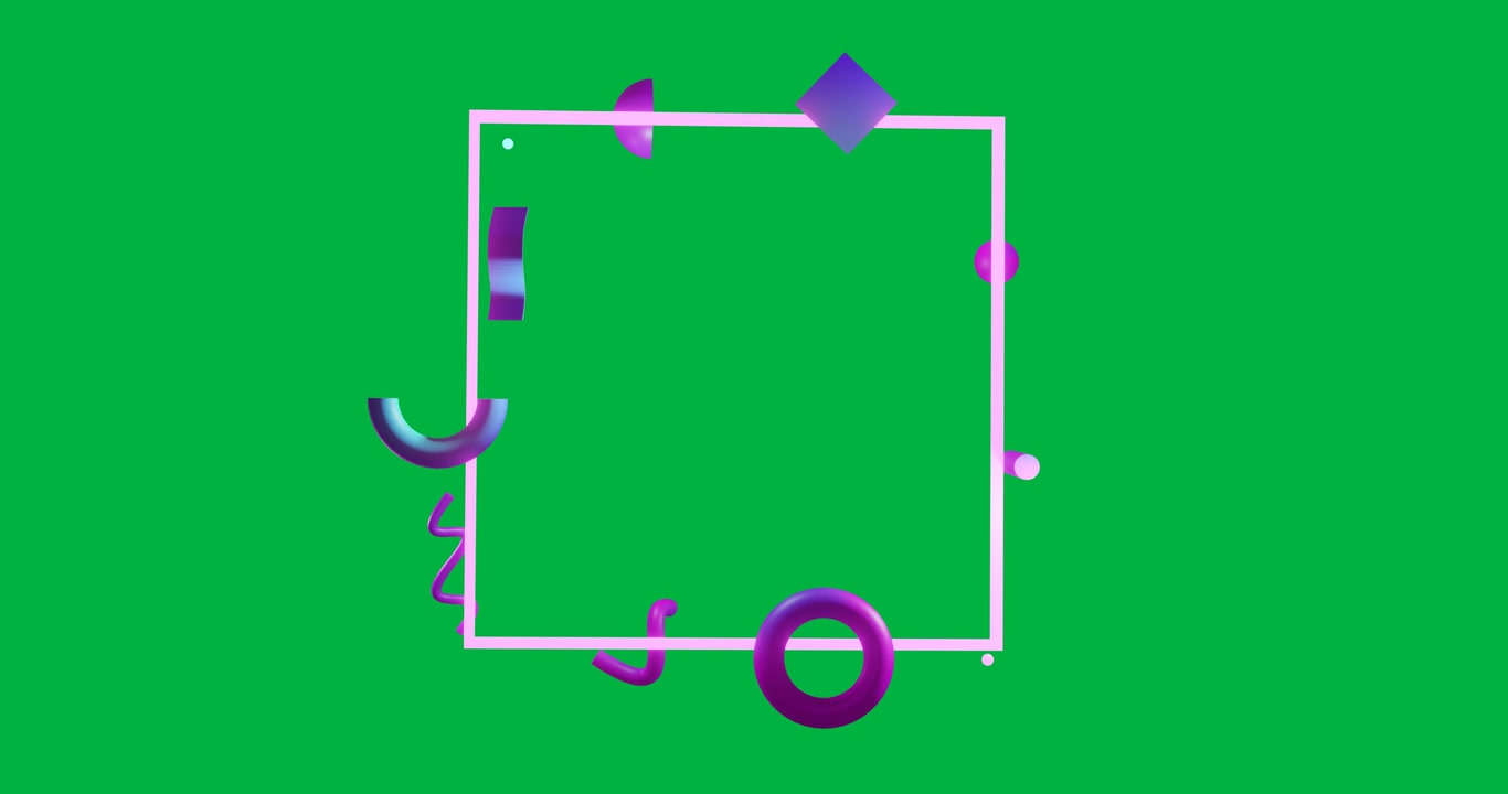 Animation of multi coloured abstract shapes moving on seamless loop over transparent background
