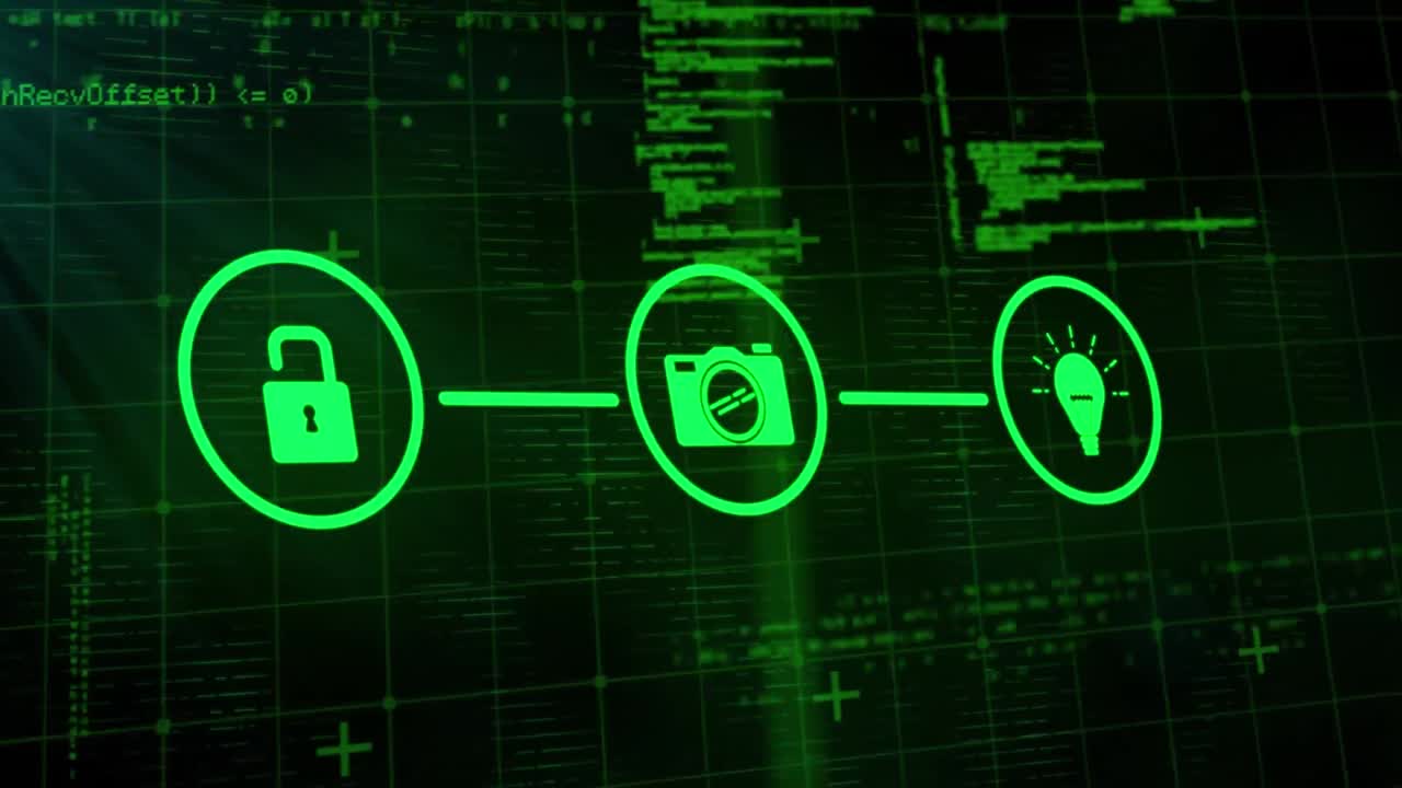 Network of connection icons against data processing