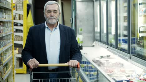 man with shopping trolley shopping in store