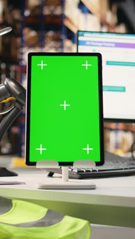 vertical video empty storage room depot shows screen with copy space mockup