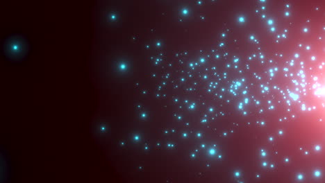 partículas azules en movimiento y estrellas en la galaxia