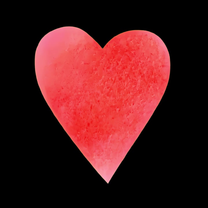 Animazione di cuore rosso ad acquerello pulsante su sfondo nero