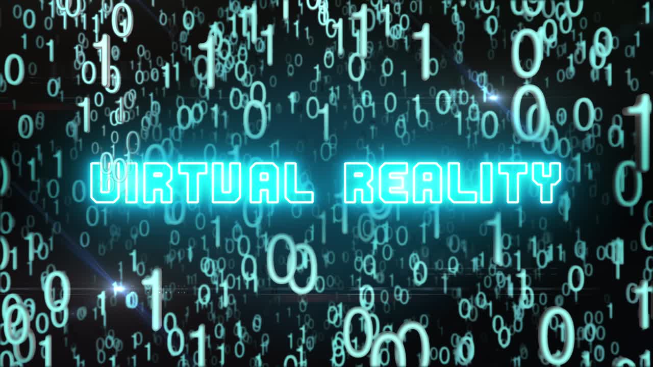 디지털 코드와 함께 파란색 가상 현실 개념