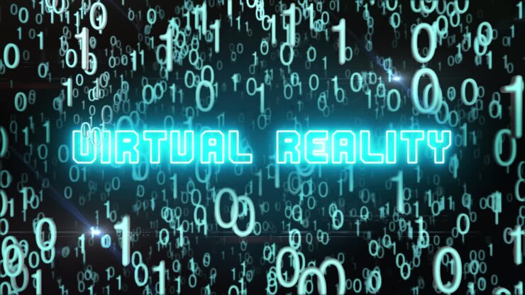 Bluish Virtual Reality concept with digital code