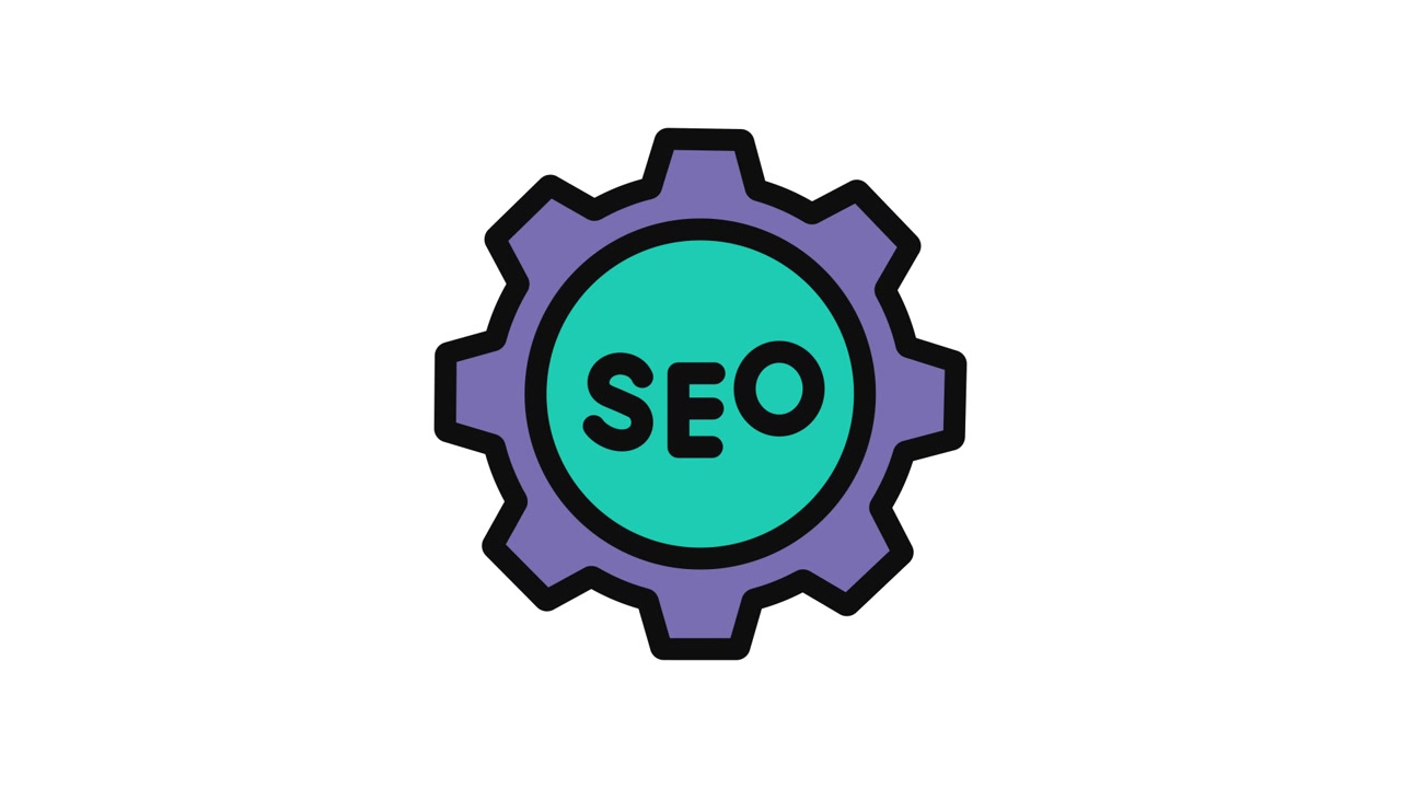 Animated SEO Gear Icon Rotating on White Background