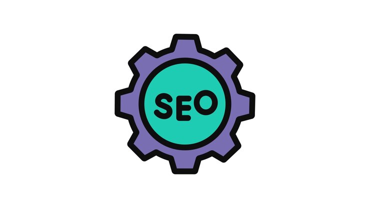 Animated SEO Gear Icon Rotating on White Background