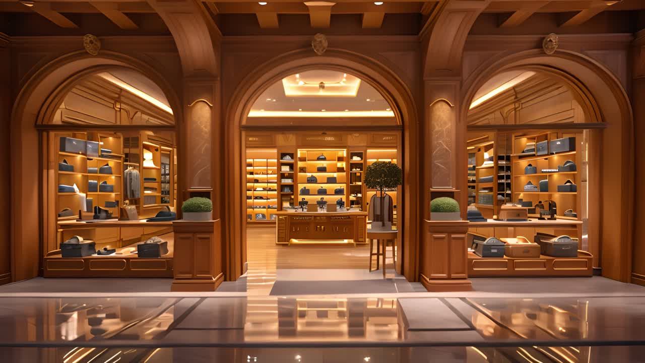 Elegant Luxury Boutique Interior with Arched Displays