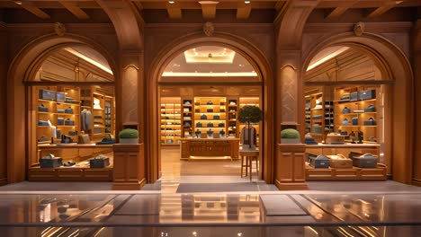 elegant luxury boutique interior with arched displays