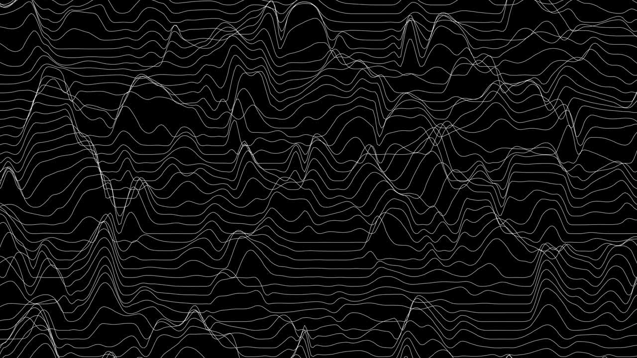 Trendy ultra thin striped loop animation with wave distortion lines. Abstract noise landscape. Procedural ripple background. 4k UHD.