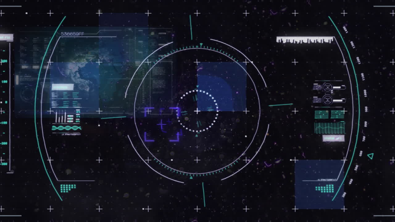 Animation of data processing over black background