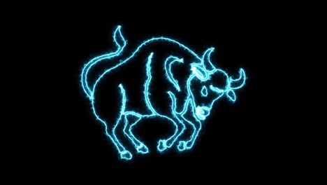 zodiac sign taurus on fire animation on a black background.