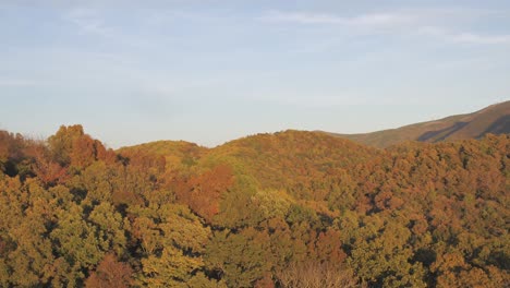 Aerial-view-of-hills-mountain-range-with-thick-forestry