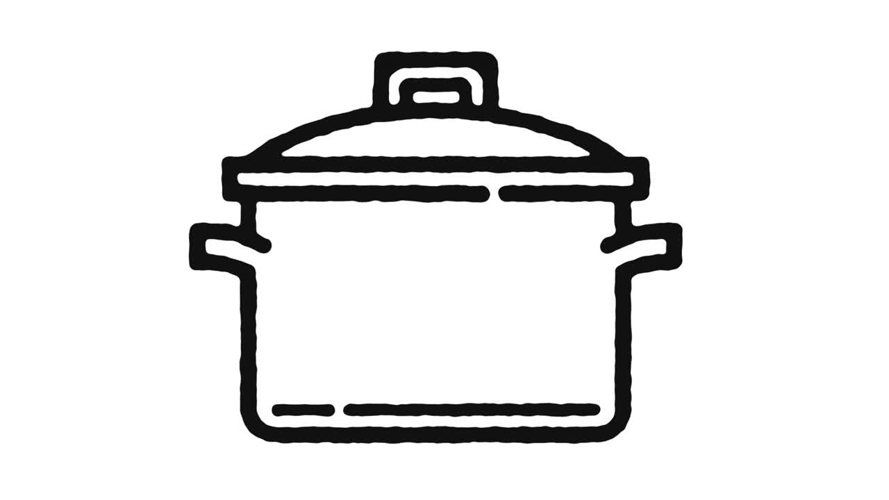 imágenes de animación del icono de la olla de cocción y canal alfa