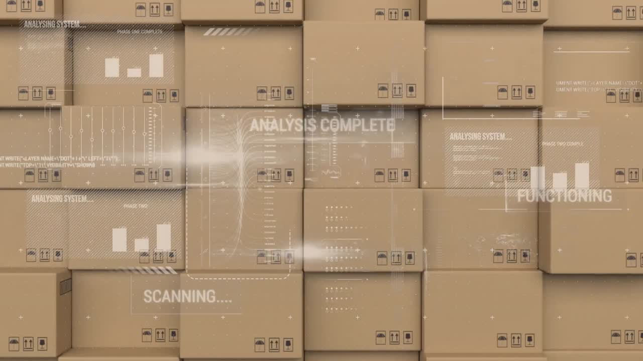 데이터 처리와 디지털 인터페이스 배달 상자 스택에 대항