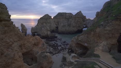 stunning sunset over the algarve coast, portugal