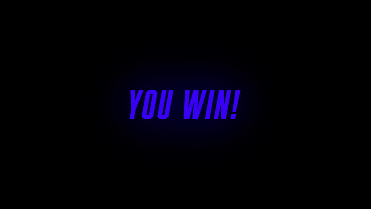 animación de usted ganar texto sobre formas en fondo negro