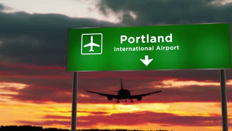 plane landing in portland oregon, usa airport