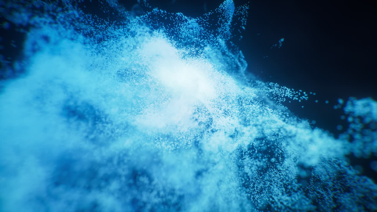 환상적인 밀집된 흐르는 입자 배경, 3d 렌더링