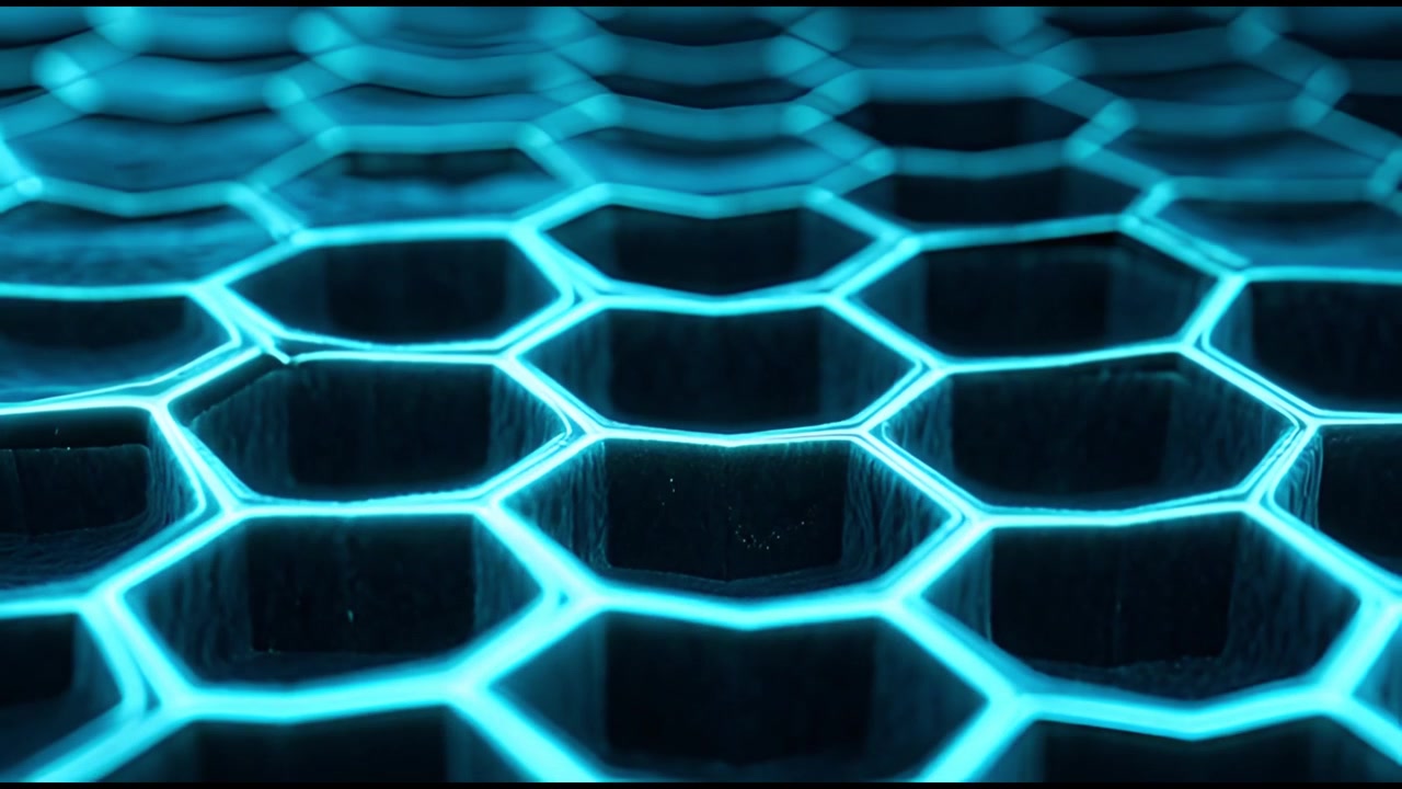 Abstract Glowing Blue Hexagonal Grid Pattern Animation