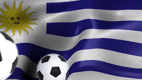 flag of uruguay with soccer balls