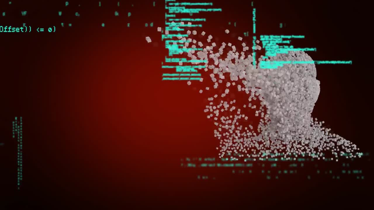 Moving human bust with data processing