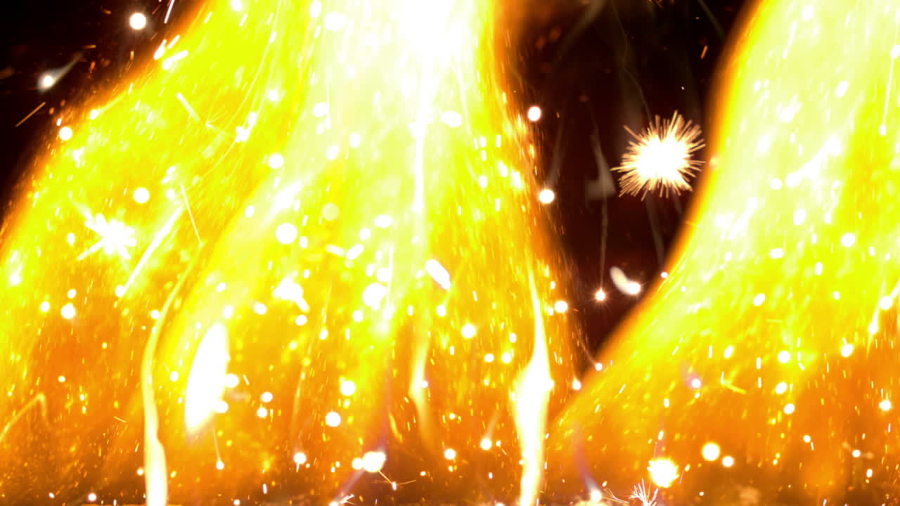 검은 바탕에 불꽃이 불고 있습니다.