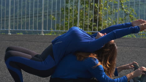 couple stretching outdoors