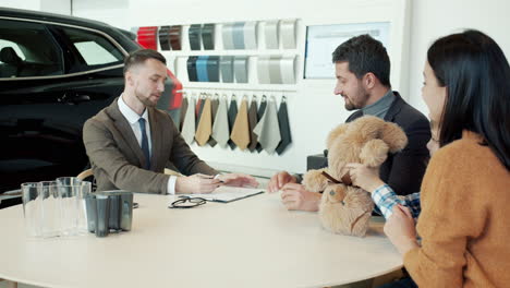family purchasing a new car