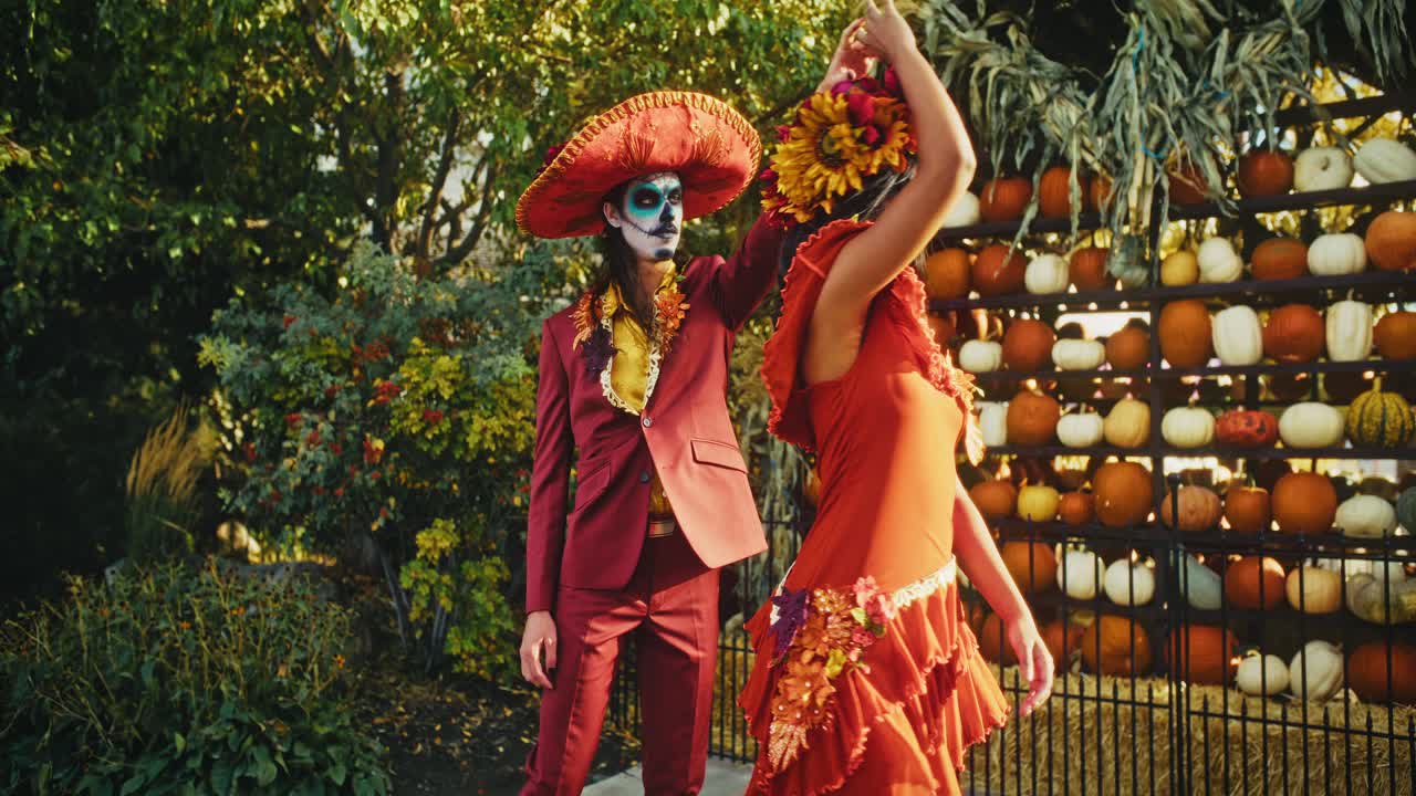 Couple in Day of the Dead Costumes