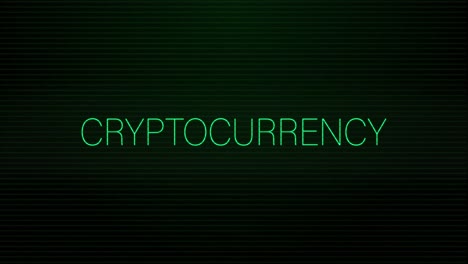 animation of interference over cryptocurrency text on black background