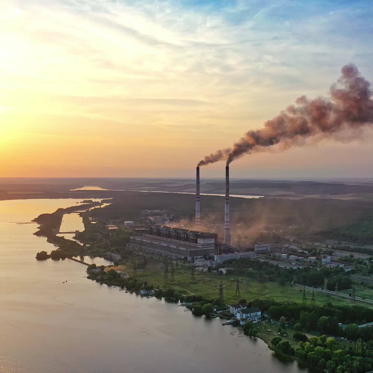 Sunset in the river with reflex