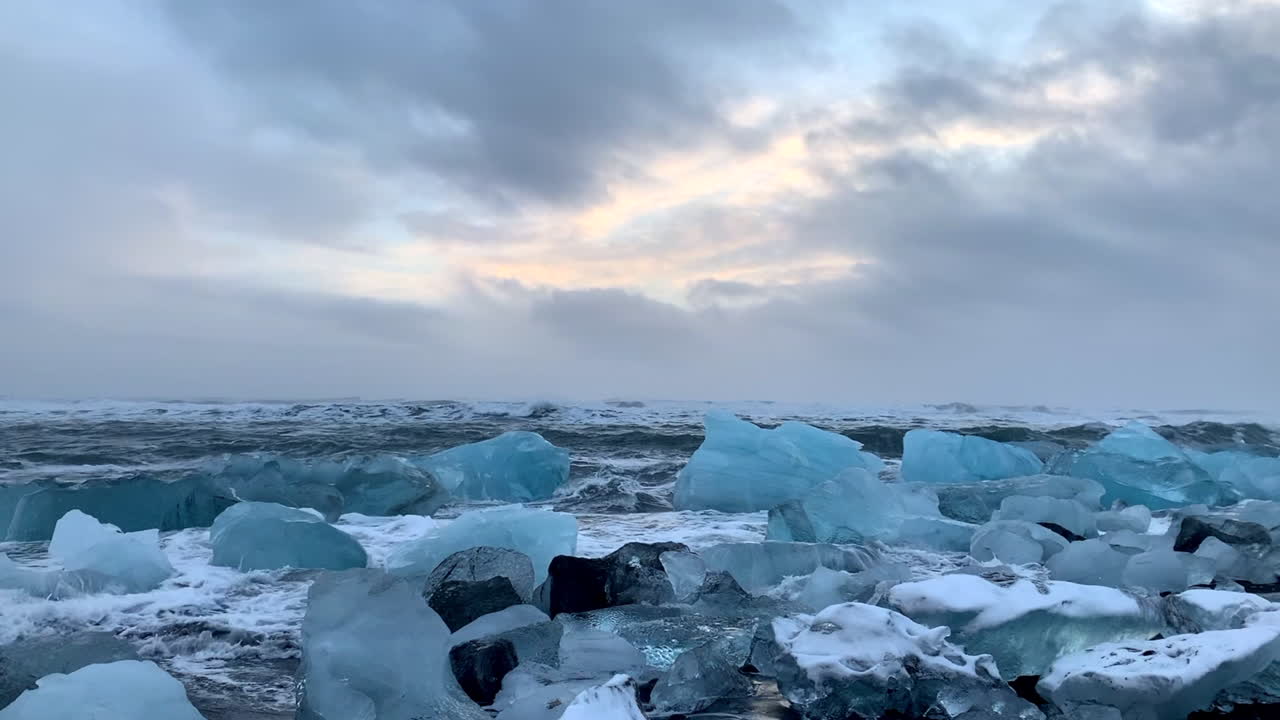 Beautifull Icebergs on Diamond Beach in Iceland