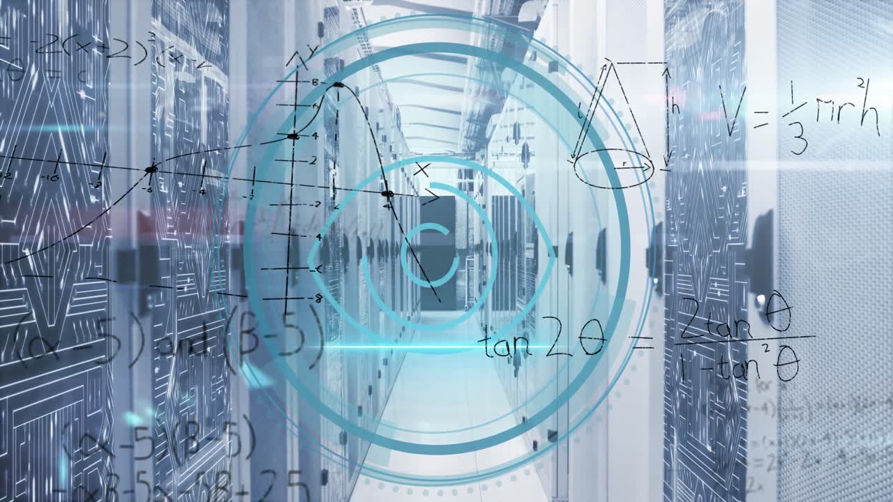 사이버 보안 텍스트의 애니메이션과 스 ⁇  스캐닝 및 서버  ⁇ 에서 수학 방정식