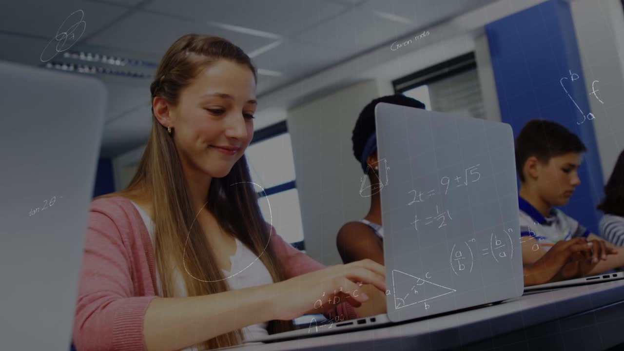 Animation of mathematical equations over schoolchildren using laptop